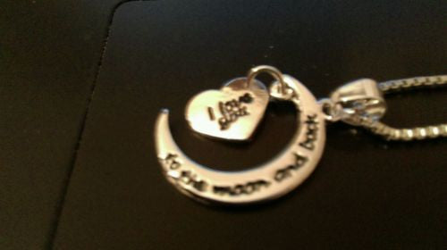 Silver plated  "I Love You to the Moon and Back" Message Pendant Necklace