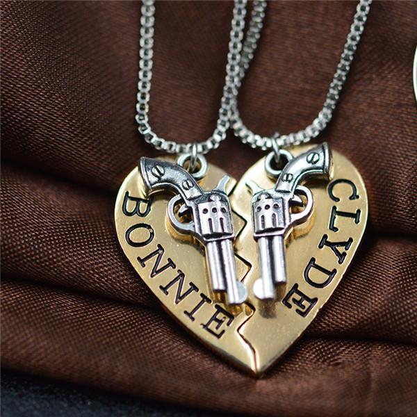 Bonnie Clyde Couples Necklace Set