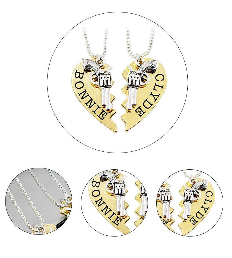 Bonnie Clyde Couples Necklace Set