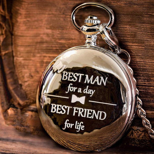 Quartz Pocketwatch Flip Case Unisex Vintage Letters Carved with Chain Arabic Numeral Round Analog BEST Friend Unique Watches HOT