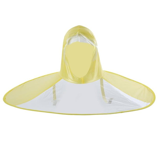 Creative Transparent Raincoat Umbrella Headwear Outdoor Kids Adult Hooded Rain Coat Round Gear Cover Size S/M/L
