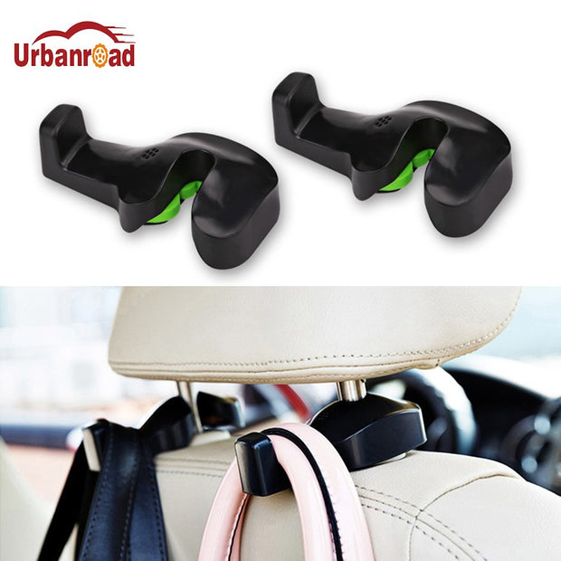 Urbanroad 2pcs Car Back Seat Headrest Holder Auto Hanger Hooks Clip for Purse Bag Cloth Grocery Automobile Interior Accessories