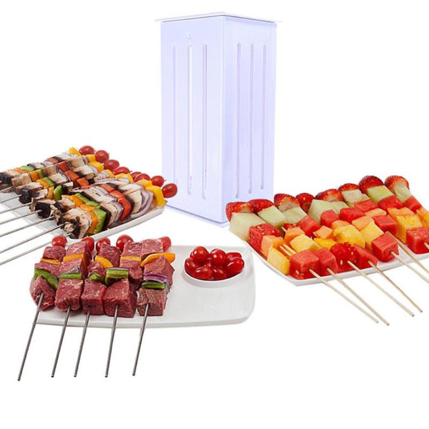 Easy Barbecue Kebab Maker Meat Brochettes Skewer Machine Bbq Grill Accessories Tools Set Meat Skewer Machine With 16 Skewers