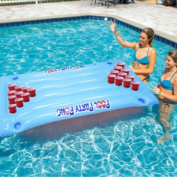 Hot Selling 24 Cup Holder PVC Inflatable Beer Pong Table Pool Float Summer Water Party Fun Air Mattress Lounge Ice Bucket Cooler