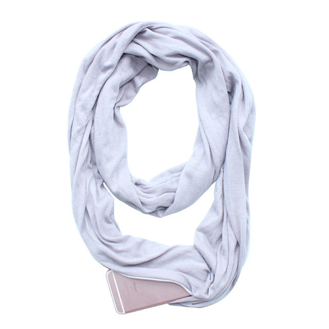 Convertible Infinity Scarf with Pocket Pattern Infinity Scarf with Zipper Pocket All-match Fashion Women Scarves,CI005
