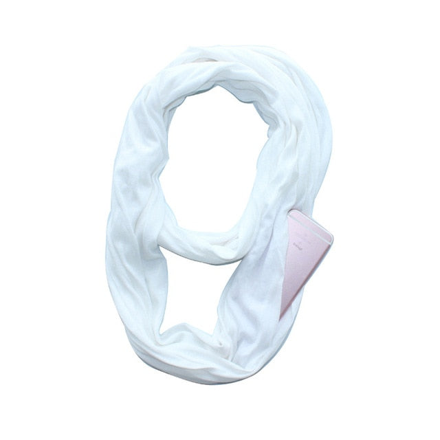 Convertible Infinity Scarf with Pocket Pattern Infinity Scarf with Zipper Pocket All-match Fashion Women Scarves,CI005