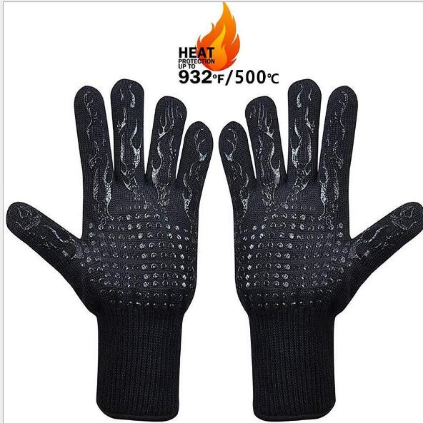 High temperature 500 800 degrees BBQ flame retardant non-slip fireproof grill insulation Microwave oven gloves