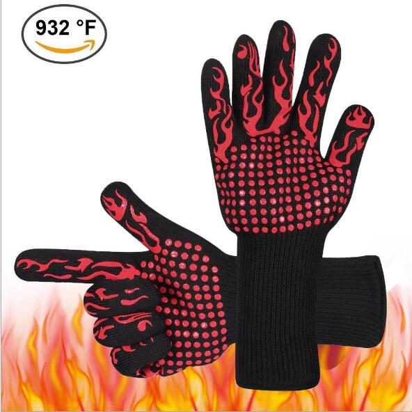 High temperature 500 800 degrees BBQ flame retardant non-slip fireproof grill insulation Microwave oven gloves